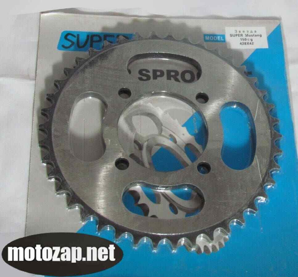 Зірочка задня MUSSTANG SUPER 428*42 d=64/83mm 4 отвора 45 сталь