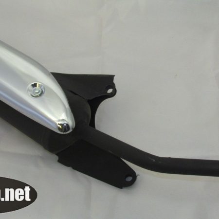 Глушник скутер GY6 4Т 50куб тонкий чорний NAVIGATOR з накладкою хром