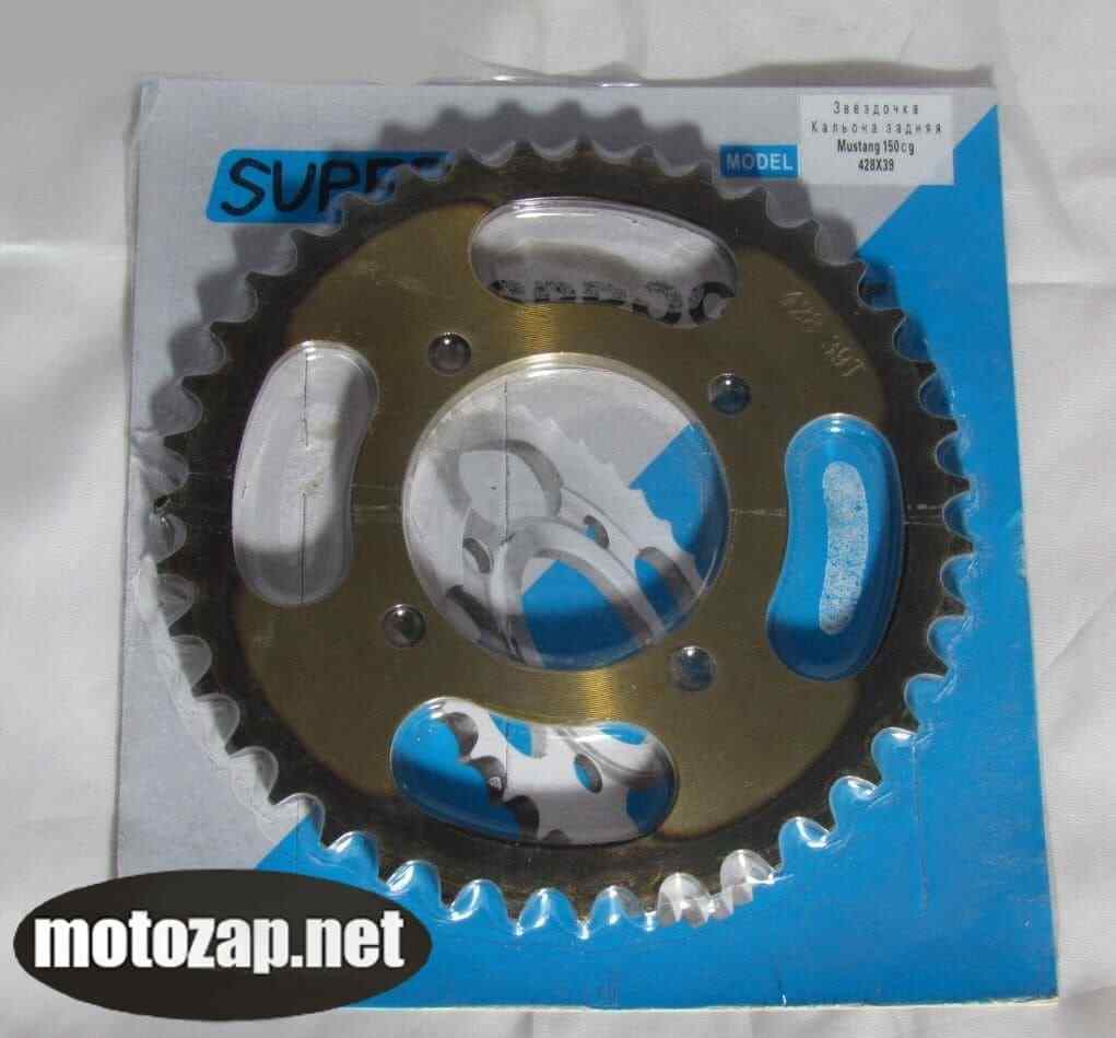 Зірочка задня MUSSTANG гартована 428*39 d=64/83mm 4 отвора 45 сталь (кальона)