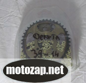 Зірочки комплект з цепом (усилена/золота) 428*98 Alpha Delta Active 428*14 428*39