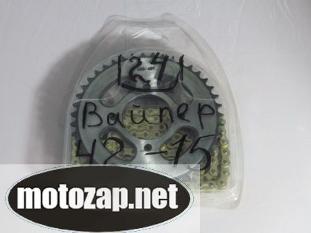 Зірочки комплект з цепом (усилена/золота) 428*128 Viper ZS125J 428*15 428*42