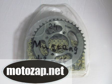 Зірочки комплект з цепом (усилена/золота) 428*128 MUSSTANG 428*15 428*42