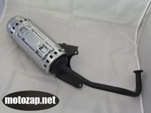 Глушник скутер GY6 4Т 50куб товстий чорний Wind з накладкою хром