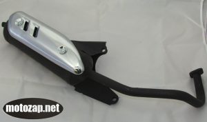 Глушник скутер GY6 4Т 50куб тонкий чорний NAVIGATOR з накладкою хром